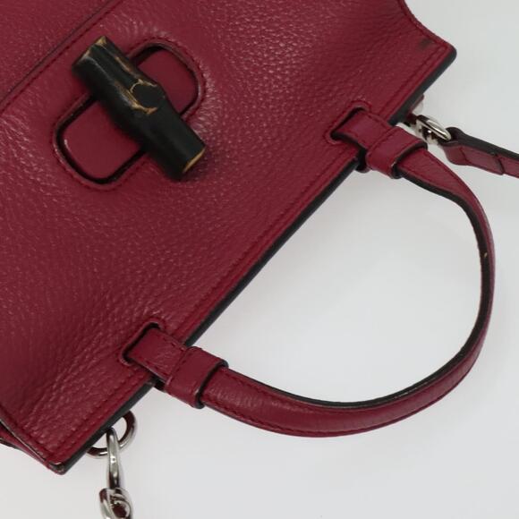 GUCCI Bamboo Daily Hand Bag Leather Pink Silver - Picture 6 of 16